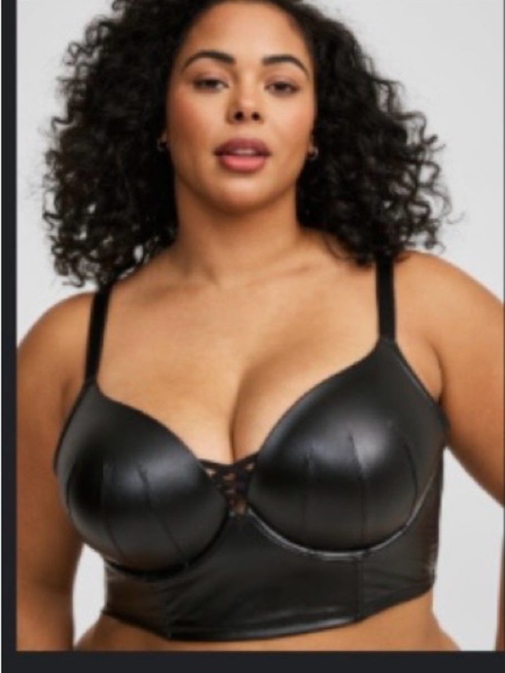 torrid Black Faux-Leather Longline Padded Bra